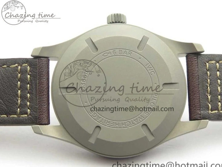 MIROTIME 0504 SmartChoice Mark XVIII IW327006 Titanium M+F 1:1 Best Edition Black Dial on Brown Leather Strap A 7145